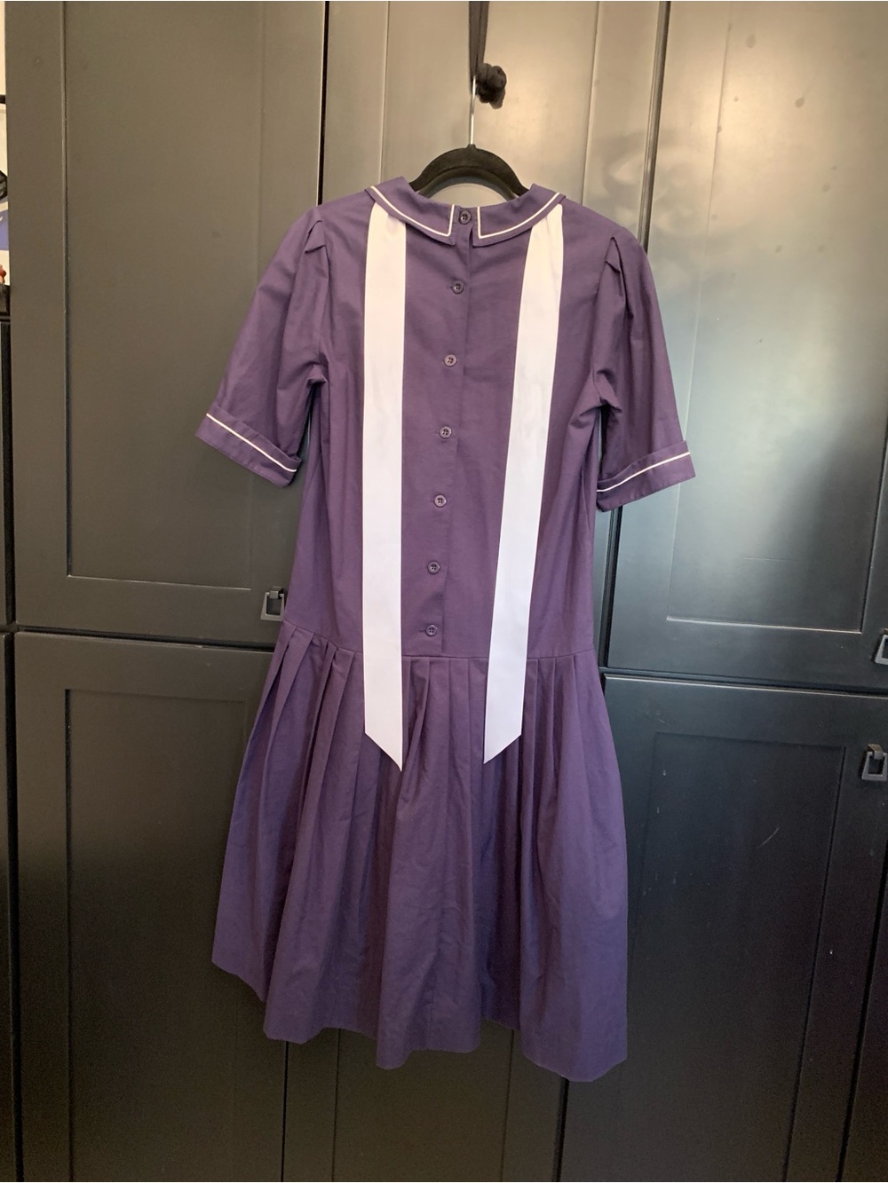 Vintage Laura Ashley MIDI Navy  Sailor-Style Dress with White Bow Accent - Picture 8 of 15